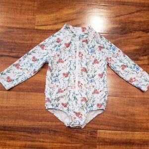 Janie and Jack GUC 12-18 months floral one-piece rashguard swimsuit